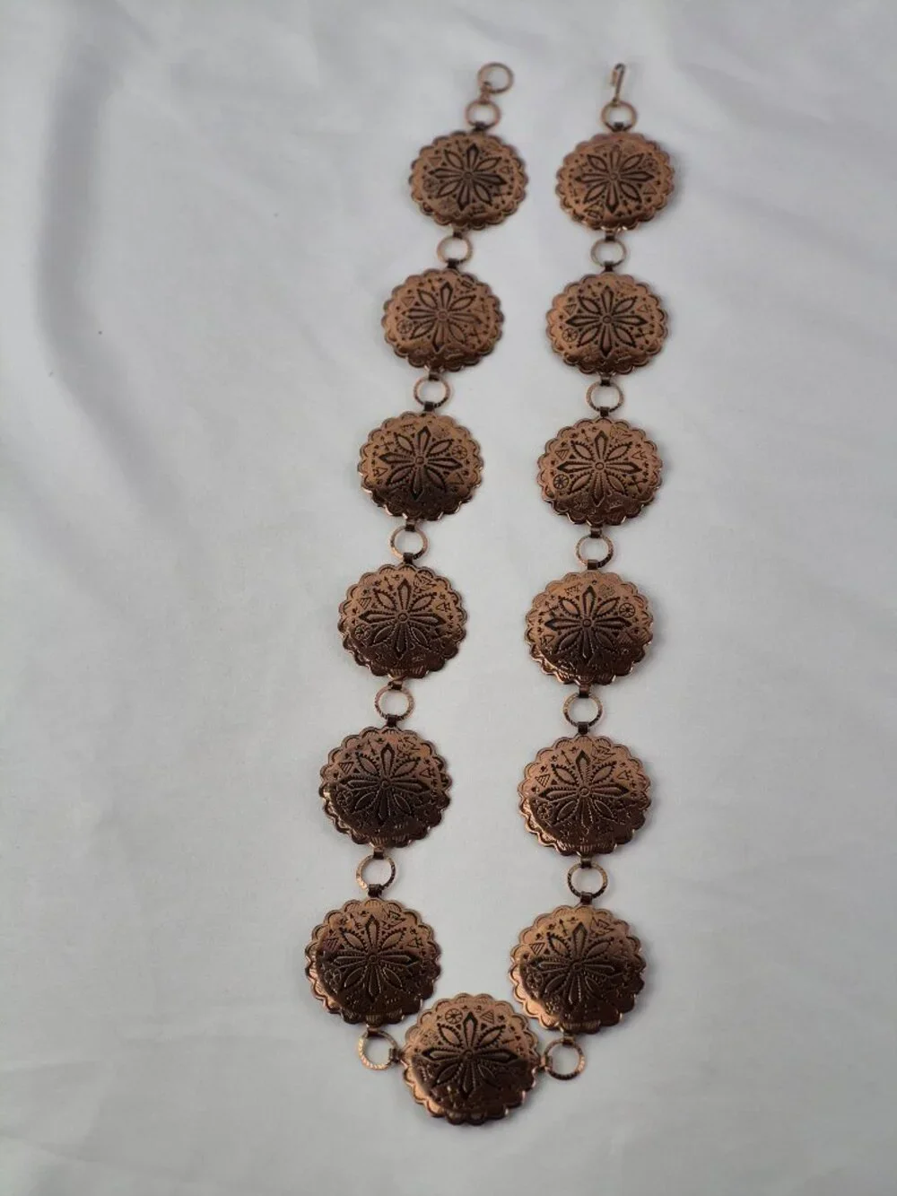 Vintage Native American Style Copper Tone Medallion Belt - Picture 2 of 10